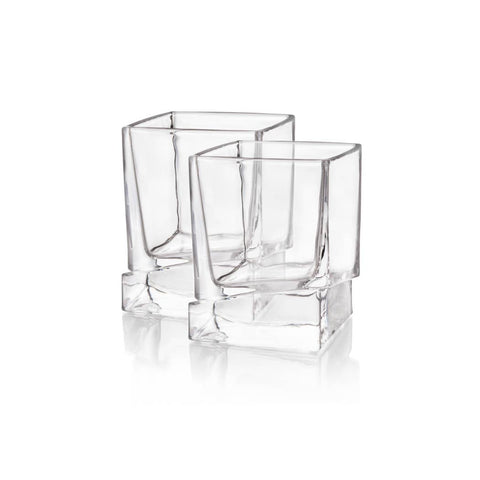 Carre Square Heavy Base Whiskey Glasses, Set of 2